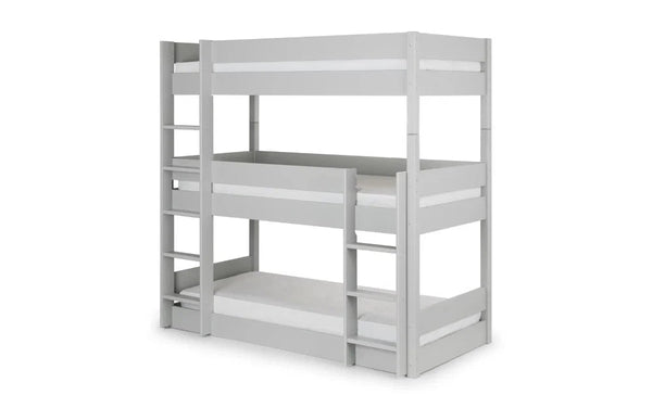 Julian Bowen Trio Grey Wooden Triple Sleeper Bunk Bed – Solid Pine & MDF Space-Saving Bunk Bed - Sleek Furniture