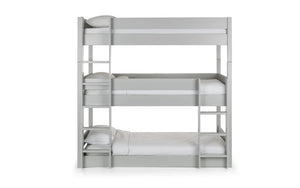 Julian Bowen Trio Grey Wooden Triple Sleeper Bunk Bed – Solid Pine & MDF Space-Saving Bunk Bed - Sleek Furniture
