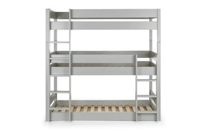 Julian Bowen Trio Grey Wooden Triple Sleeper Bunk Bed – Solid Pine & MDF Space-Saving Bunk Bed - Sleek Furniture