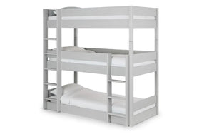 Julian Bowen Trio Grey Wooden Triple Sleeper Bunk Bed – Solid Pine & MDF Space-Saving Bunk Bed - Sleek Furniture