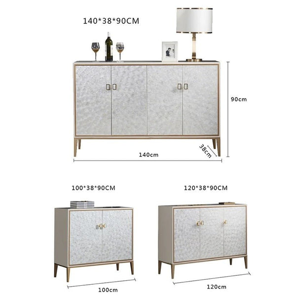 Justine White Sideboard Storage Cabinet with Drawers & Doors, Modern Wooden MDF Sideboard for Living Room, Dining Room & Hallway - Sleek Furniture