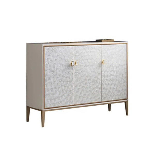 Justine White Sideboard Storage Cabinet with Drawers & Doors, Modern Wooden MDF Sideboard for Living Room, Dining Room & Hallway - Sleek Furniture