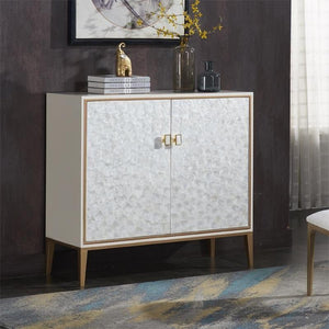 Justine White Sideboard Storage Cabinet with Drawers & Doors, Modern Wooden MDF Sideboard for Living Room, Dining Room & Hallway - Sleek Furniture