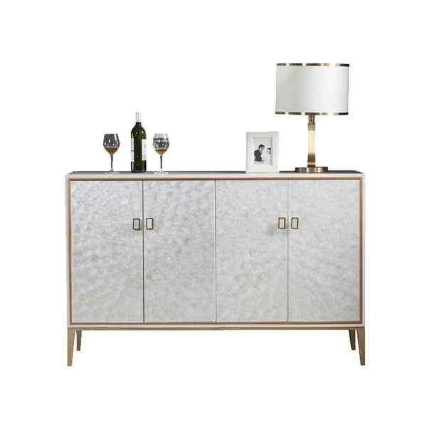 Justine White Sideboard Storage Cabinet with Drawers & Doors, Modern Wooden MDF Sideboard for Living Room, Dining Room & Hallway - Sleek Furniture