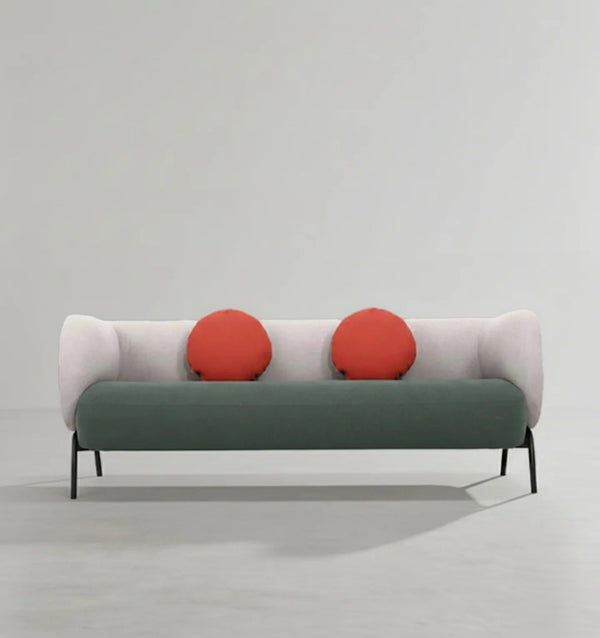 K912 Kids Three Seater Sofa – Modern Children’s Couch with Leathaire Upholstery, High-Density Sponge Cushioning & Steel Legs, Green & Light Grey - Sleek Furniture