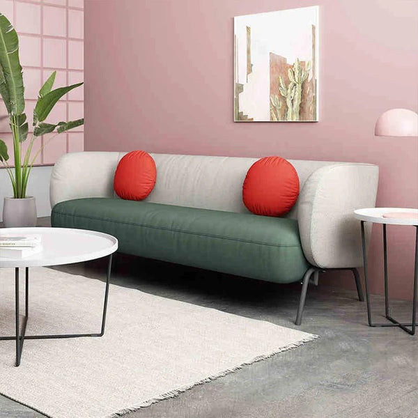 K912 Kids Three Seater Sofa – Modern Children’s Couch with Leathaire Upholstery, High-Density Sponge Cushioning & Steel Legs, Green & Light Grey - Sleek Furniture