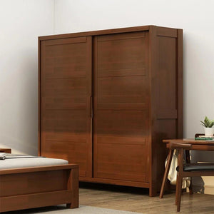 KA9347 Wooden Wardrobe – Modern Storage Cabinet in Rosewood & Oak Finish | Contemporary Multi - Door Bedroom Armoire - Sleek Furniture