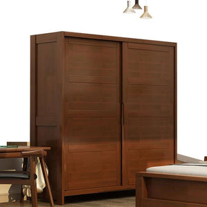 KA9347 Wooden Wardrobe – Modern Storage Cabinet in Rosewood & Oak Finish | Contemporary Multi - Door Bedroom Armoire - Sleek Furniture