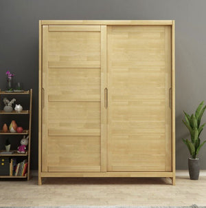 KA9347 Wooden Wardrobe – Modern Storage Cabinet in Rosewood & Oak Finish | Contemporary Multi - Door Bedroom Armoire - Sleek Furniture