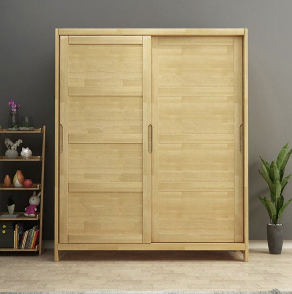 KA9347 Wooden Wardrobe – Modern Storage Cabinet in Rosewood & Oak Finish | Contemporary Multi - Door Bedroom Armoire - Sleek Furniture