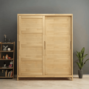 KA9347 Wooden Wardrobe – Modern Storage Cabinet in Rosewood & Oak Finish | Contemporary Multi - Door Bedroom Armoire - Sleek Furniture