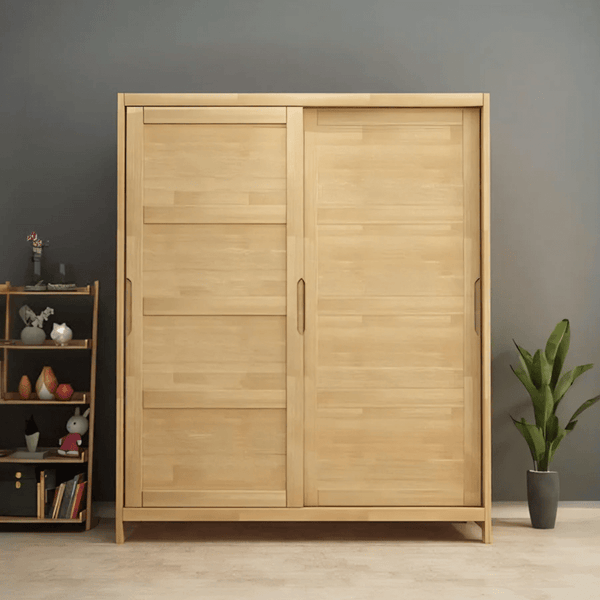 KA9347 Wooden Wardrobe – Modern Storage Cabinet in Rosewood & Oak Finish | Contemporary Multi - Door Bedroom Armoire - Sleek Furniture