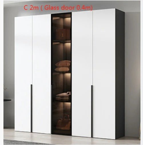 KA9372 Modern Sliding Wardrobe – Multi Size Storage Closet with Mirror & Hanging Space, White MDF Wood Finish, Contemporary Bedroom Furniture - Sleek Furniture