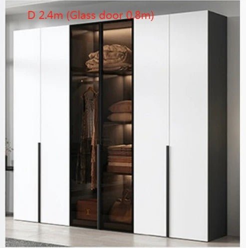 KA9372 Modern Sliding Wardrobe – Multi Size Storage Closet with Mirror & Hanging Space, White MDF Wood Finish, Contemporary Bedroom Furniture - Sleek Furniture