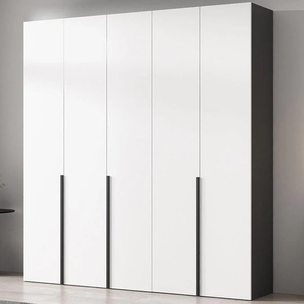 KA9372 Modern Sliding Wardrobe – Multi Size Storage Closet with Mirror & Hanging Space, White MDF Wood Finish, Contemporary Bedroom Furniture - Sleek Furniture