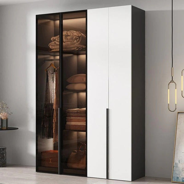 KA9372 Modern Sliding Wardrobe – Multi Size Storage Closet with Mirror & Hanging Space, White MDF Wood Finish, Contemporary Bedroom Furniture - Sleek Furniture
