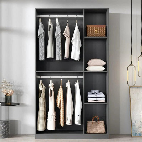 KA9372 Modern Sliding Wardrobe – Multi Size Storage Closet with Mirror & Hanging Space, White MDF Wood Finish, Contemporary Bedroom Furniture - Sleek Furniture