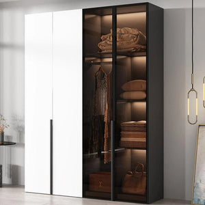 KA9372 Modern Sliding Wardrobe – Multi Size Storage Closet with Mirror & Hanging Space, White MDF Wood Finish, Contemporary Bedroom Furniture - Sleek Furniture