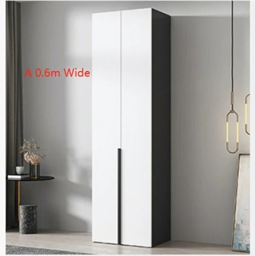 KA9372 Modern Sliding Wardrobe – Multi Size Storage Closet with Mirror & Hanging Space, White MDF Wood Finish, Contemporary Bedroom Furniture - Sleek Furniture