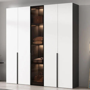 KA9372 Modern Sliding Wardrobe – Multi Size Storage Closet with Mirror & Hanging Space, White MDF Wood Finish, Contemporary Bedroom Furniture - Sleek Furniture