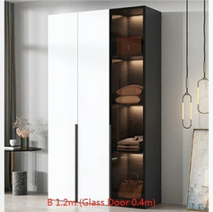 KA9372 Modern Sliding Wardrobe – Multi Size Storage Closet with Mirror & Hanging Space, White MDF Wood Finish, Contemporary Bedroom Furniture - Sleek Furniture