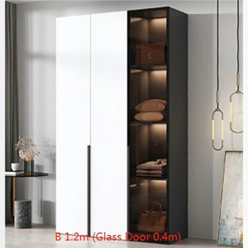 KA9372 Modern Sliding Wardrobe – Multi Size Storage Closet with Mirror & Hanging Space, White MDF Wood Finish, Contemporary Bedroom Furniture - Sleek Furniture