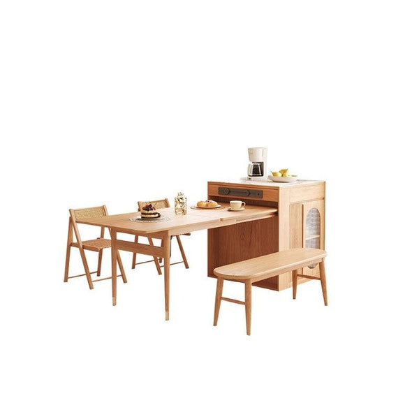 Kacey Extendable Solid Wood Dining Table Set with Storage | Folding Space-Saving Dining Table & Chairs | Modern Oak Finish for Small & Contemporary Homes - Sleek Furniture