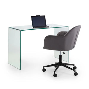 Kahlo Velvet Swivel Office Chair with Adjustable Height and Art Deco Pleated Back Design - Sleek Furniture