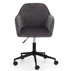 Kahlo Velvet Swivel Office Chair with Adjustable Height and Art Deco Pleated Back Design - Sleek Furniture