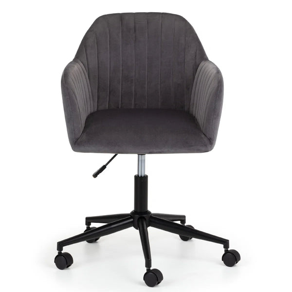 Kahlo Velvet Swivel Office Chair with Adjustable Height and Art Deco Pleated Back Design - Sleek Furniture
