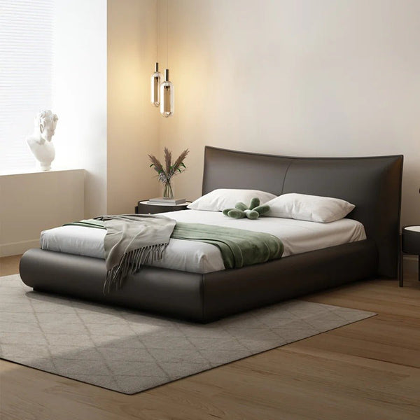 Kai Upholstered Storage Bed Frame in Real Leather – Modern King & Super King Ottoman Bed with Hydraulic Lift - Up Storage, Padded Headboard & Solid Wood Support - Sleek Furniture