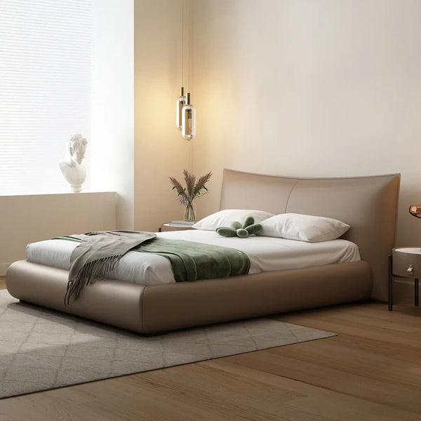 Kai Upholstered Storage Bed Frame in Real Leather – Modern King & Super King Ottoman Bed with Hydraulic Lift - Up Storage, Padded Headboard & Solid Wood Support - Sleek Furniture
