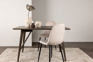 Kaseidon Rectangular Dining Table | Walnut, Modern MDF & Rubber Wood Design