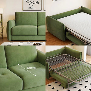 Kaur Two Seater Pull Out Sofa Bed | Modern Convertible Sleeper Sofa | Flannelette Upholstered Frame with High-Density Sponge Mattress | Multi-Size Compact Guest Bed (Multiple Colours) - Sleek Furniture