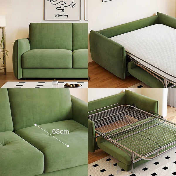 Kaur Two Seater Pull Out Sofa Bed | Modern Convertible Sleeper Sofa | Flannelette Upholstered Frame with High-Density Sponge Mattress | Multi-Size Compact Guest Bed (Multiple Colours) - Sleek Furniture