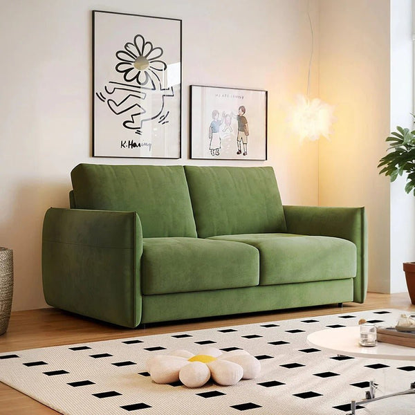 Kaur Two Seater Pull Out Sofa Bed | Modern Convertible Sleeper Sofa | Flannelette Upholstered Frame with High-Density Sponge Mattress | Multi-Size Compact Guest Bed (Multiple Colours) - Sleek Furniture