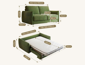 Kaur Two Seater Pull Out Sofa Bed | Modern Convertible Sleeper Sofa | Flannelette Upholstered Frame with High-Density Sponge Mattress | Multi-Size Compact Guest Bed (Multiple Colours) - Sleek Furniture