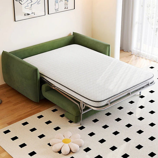 Kaur Two Seater Pull Out Sofa Bed | Modern Convertible Sleeper Sofa | Flannelette Upholstered Frame with High-Density Sponge Mattress | Multi-Size Compact Guest Bed (Multiple Colours) - Sleek Furniture