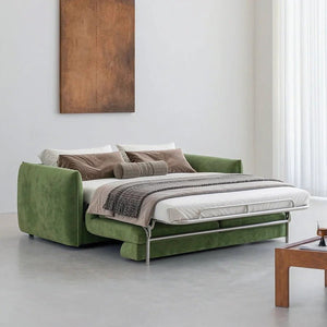 Kaur Two Seater Pull Out Sofa Bed | Modern Convertible Sleeper Sofa | Flannelette Upholstered Frame with High-Density Sponge Mattress | Multi-Size Compact Guest Bed (Multiple Colours) - Sleek Furniture
