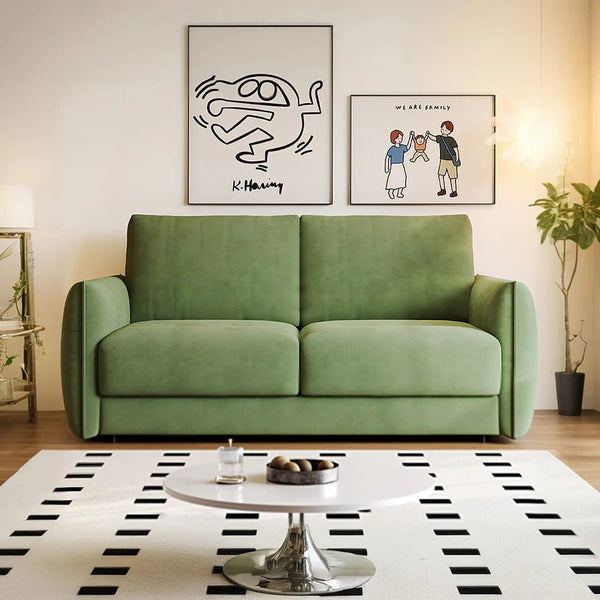 Kaur Two Seater Pull Out Sofa Bed | Modern Convertible Sleeper Sofa | Flannelette Upholstered Frame with High-Density Sponge Mattress | Multi-Size Compact Guest Bed (Multiple Colours) - Sleek Furniture