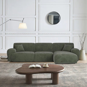 Khatri L-Shaped Three Seater Corner Sofa – Premium Chenille Fabric Modular Sofa Set for Living Room | Contemporary Modern Design (Light Green & Dark Green) - Sleek Furniture