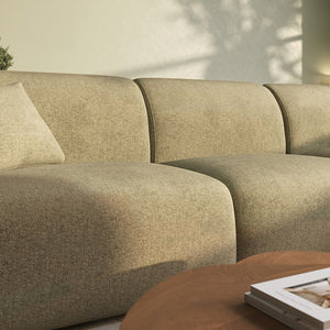 Khatri L-Shaped Three Seater Corner Sofa – Premium Chenille Fabric Modular Sofa Set for Living Room | Contemporary Modern Design (Light Green & Dark Green) - Sleek Furniture