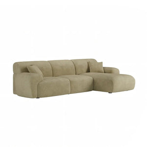 Khatri L-Shaped Three Seater Corner Sofa – Premium Chenille Fabric Modular Sofa Set for Living Room | Contemporary Modern Design (Light Green & Dark Green) - Sleek Furniture