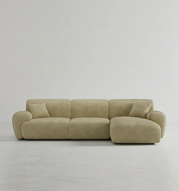 Khatri L-Shaped Three Seater Corner Sofa – Premium Chenille Fabric Modular Sofa Set for Living Room | Contemporary Modern Design (Light Green & Dark Green) - Sleek Furniture