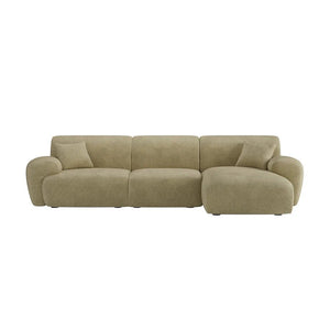 Khatri L-Shaped Three Seater Corner Sofa – Premium Chenille Fabric Modular Sofa Set for Living Room | Contemporary Modern Design (Light Green & Dark Green) - Sleek Furniture