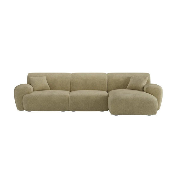 Khatri L-Shaped Three Seater Corner Sofa – Premium Chenille Fabric Modular Sofa Set for Living Room | Contemporary Modern Design (Light Green & Dark Green) - Sleek Furniture