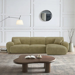 Khatri L-Shaped Three Seater Corner Sofa – Premium Chenille Fabric Modular Sofa Set for Living Room | Contemporary Modern Design (Light Green & Dark Green) - Sleek Furniture