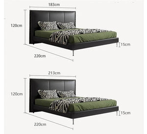 Kinza King Size / Super King Size Bed Frame, Black PU Leather Upholstered Wooden Bedstead – Contemporary Modern Bedroom Furniture (Mattress Not Included) - Sleek Furniture
