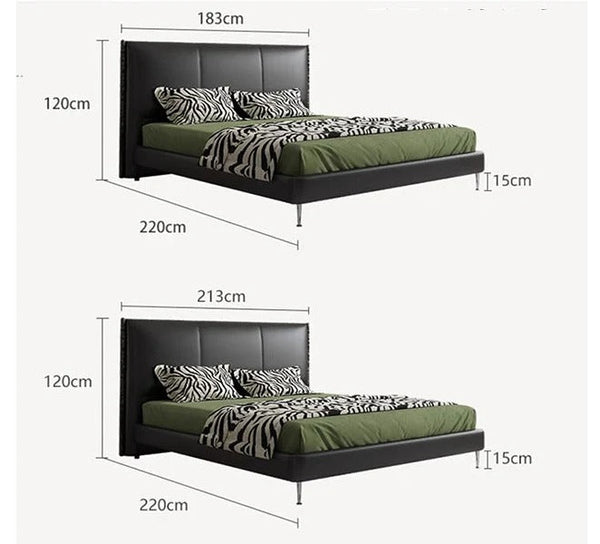 Kinza King Size / Super King Size Bed Frame, Black PU Leather Upholstered Wooden Bedstead – Contemporary Modern Bedroom Furniture (Mattress Not Included) - Sleek Furniture