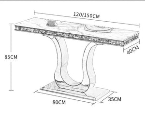 Kir Gold Sintered Stone Console Table with Metal Frame – Modern Luxury Hallway Entryway Sofa Side Table - Sleek Furniture